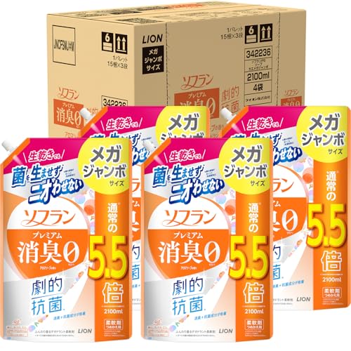 ソフラン プレミアム消臭 詰替メガジャンボ2100ml×4個 アロマソープ 生乾きでも菌を生ませずニオわせな..