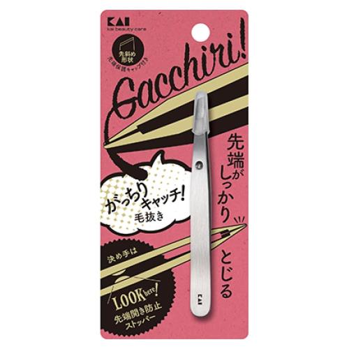 貝印 KAI がっちりキャッチ 毛抜き 先斜 ピンセット用 キャップ付き マユ KQ3215