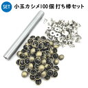 小玉カシメ金具100個8ミリ足打ち棒セット販売 日本製 真鍮 レザークラフト金具スタートセット 金具工具セット