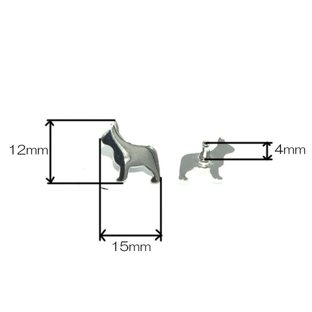 ドッグシルエットスタッズ　フレンチブルドッグ　日本製　1個販売　3色　座金付き(B2878)