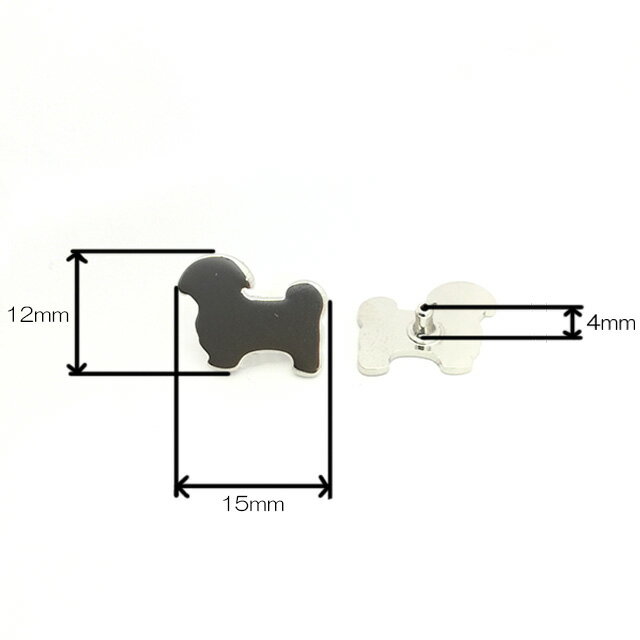 ドッグシルエットスタッズ　シーズー　日本製　1個販売　2色　座金付き(B2890)