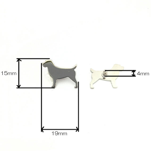 ドッグシルエットスタッズ　ラブラドールレトリバー　日本製　1個販売　2色　座金付き(B2891)