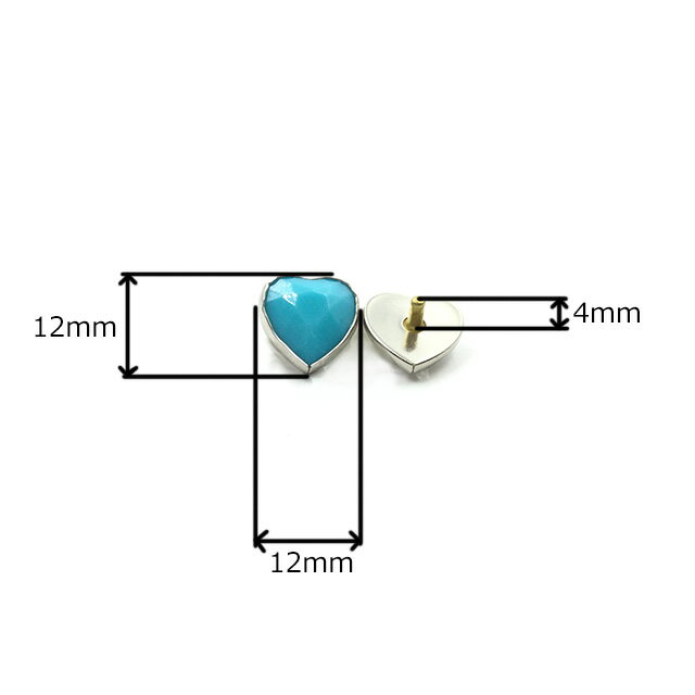 【MARUJO-PARTSオリジナル 安心の日本製】アクリルハートダイヤスタッズ　12mm　（3色展開：ターコイズ、ホワイト、パール）1個販売　シルバーカラー座金付き(P2702-12)