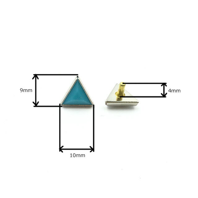【MARUJO-PARTSオリジナル 安心の日本製】アクリルトライアングルクリアスタッズ　9mm　（3色展開：ターコイズ、ホワイト、パール）　1個販売　シルバーカラー座金付き(P2700-9)