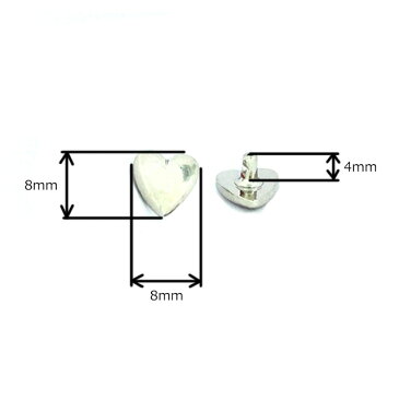 ハート(8mm)スタッズ　3色　日本製　一個販売　ニッケルカラー座金付き(B-2848-2)