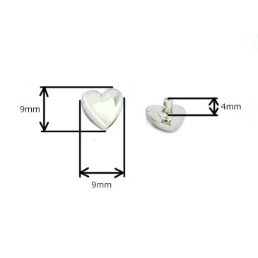 ハート(9mm)スタッズ　3色　日本製　一個販売　ニッケルカラー座金付き(B-2848-3)