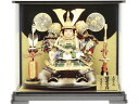 【五月人形 大将ケース】5710-B子供大将黒塗パノラマケース飾