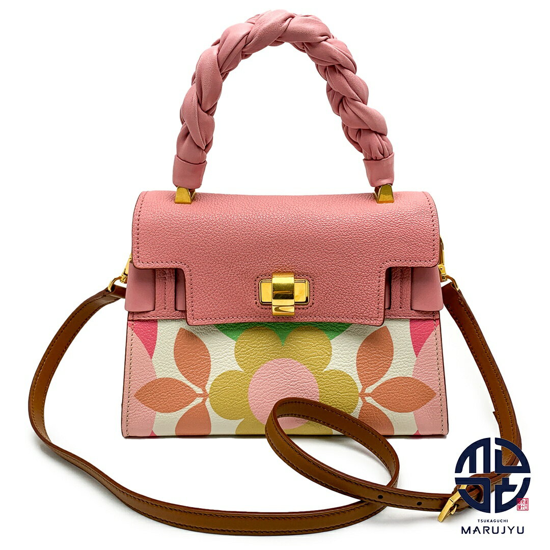 MIUMIU miumiu ミュウミュウ 5BA046 マドラス ピンク フラワーデザイン 花柄 2wayハンドバッグ ショルダーバッグ バック 鞄 カバン 