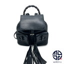 GUCCI グッチ 370833 バンブー タッセル フリンジ 黒 ブラック レザー リュックサック バックパック カバン 鞄 ブランド バック 【中古】