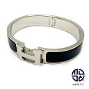 HERMES エルメス 黒 ブラック シルバーカラー エナメルブレスレット クリックH PM バングル ジュエリー アクセサリー ブランド 【中古】