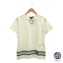 LOUIS VUITTON ルイヴィトン 白 チェーン付き LVストライプ クルーネック Tシャツ RW222J ブランド ファッション アパレル レディース Sサイズ 服 【中古】