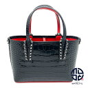Christian Louboutin クリスチャンルブタン 黒 ブラック クロコ型押し スパイクスタッズ Cabata mini カバタミニ ハンドバッグ ショルダーバッグ 2wayバック 鞄 カバン ブランド 【中古】