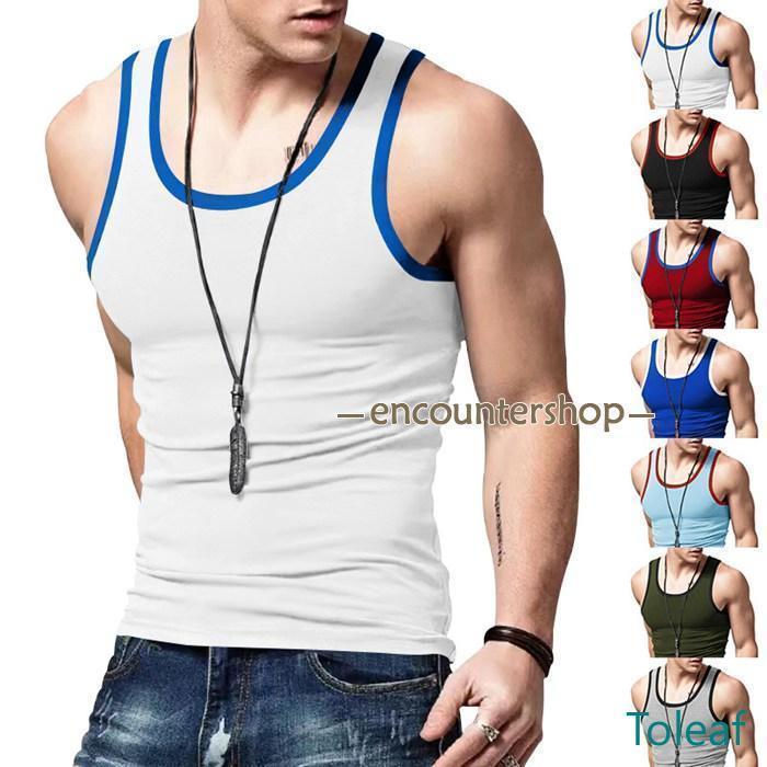タンクトップ メンズ インナーシャツ 肌着 下着 Uネック ノースリーブ