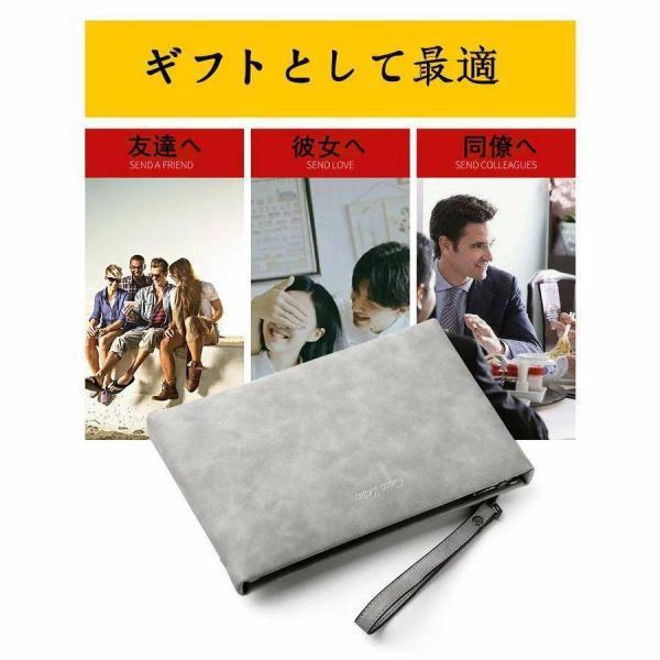 クラッチバッグ メンズ puレザー 小さめ おしゃれ フォーマル セカンドバッグ ビジネス カジュアル ストラップ 結婚式 PU革 父の日 ブラック 2