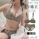 ブラジャー ショーツセット レディース ノンワイヤー ヒョウ柄 豹柄 レオパード 美胸 盛れるブラ 痛くない 脇高 美背 谷間 女性 下着