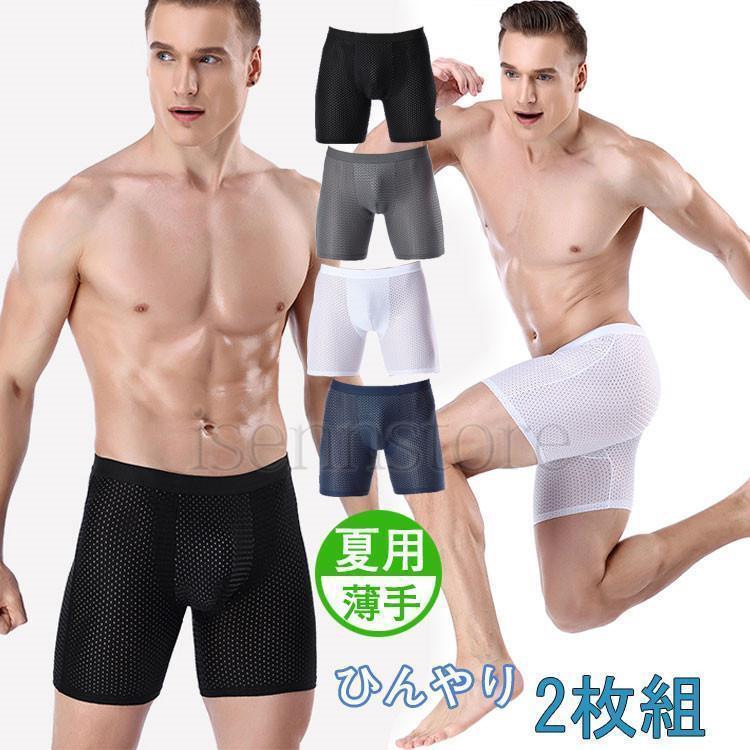ボクサー メッシュ 通気 速乾 ボクサーパンツ2枚組 メンズ スポーツブリーフ ひんやり 冷感 夏 インナー 下着 ショーツ アンダーウェア 前閉じ