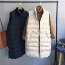 レディースベスト 秋冬 ダウンベスト レディース 中綿ベスト ポケット付き ロング丈 撥水 ダウン アウター トップス 暖かい 防風防寒