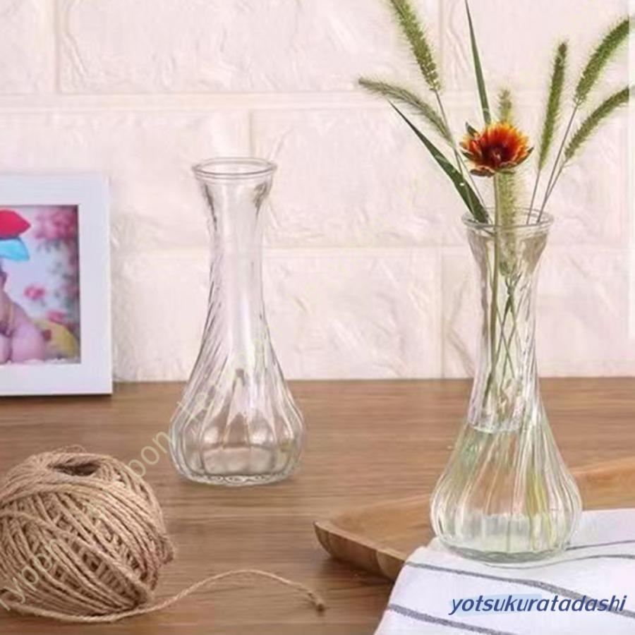 Rakuten - ガラスの花瓶 ミニ花器 一輪挿し 透明 フラワーベース花器 ガラスベース ガラスボトル 小さな口 水栽培 おしゃれ シンプル 生け花 造花アレンジ インテリア