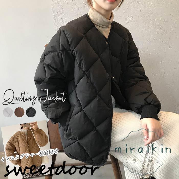 キルティング ジャンパー ダウン 長袖 レディース カジュアル アウター 中綿 あったか カジュアル トッ..