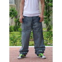 爆裂 極太 デニム ジーンズ パンツ メンズ ルーズフィット B系 レディース ストリート ダンス シンプル ゆったり HIPHOP バギーパンツ