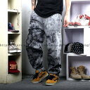 極太 デニム ジーンズ パンツ バギーパンツ メンズ 絞り染め ルーズフィット ワイドパンツ ストリート HIPHOP 大きいサイズ