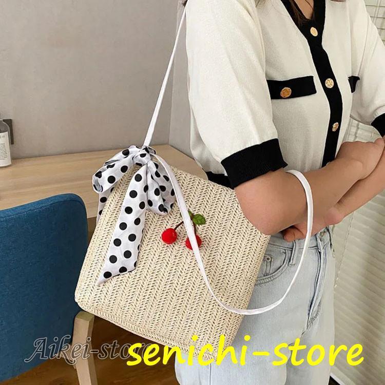 かごバッグ レディース トートバッグ 麦わらバッグ ピクニック 海 ビーチ 巾着付き 夏バッグ 麦わらバッグ 軽量 かわいい 草編みバッグ　オシャレ