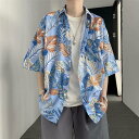 アロハシャツ メンズ トップス 半袖シャツ ビーチウェア 男子トップス 半袖 夏 シャツ 総柄シャツ 花柄 アウター カジュアルシャツ 夏服 お兄系 大きいサイズ