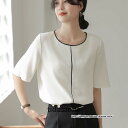 ブラウス レディーストップス 半袖 夏服 五分スリーブ ビジネス フォーマル オフィス 無地大人 シフォンブラウス カジュアル ブラウスシャツ エレガント