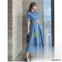 ワンピース デニム シャツ 夏 半袖 Aライン 前開き お出かけ ポケット付き おしゃれ ジーンズ レディース 体型カバー 着痩せ デート カジュアル