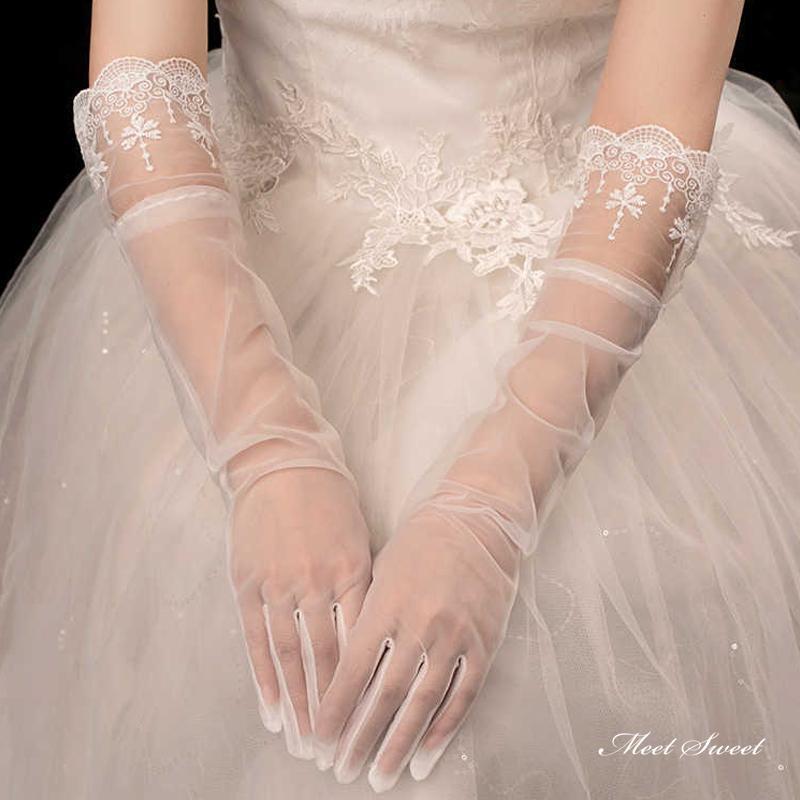 ウェディンググローブ ウエディンググローブ ロンググローブ 肘下 手袋 オーガンジー レース グローブ ..