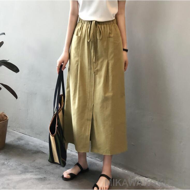 maruk shopのスカート レディース ロングスカート 春 夏 秋 綿 コットン Aラインスカート ロング丈 カジュアル ウェストゴム 大人 きれいめ 洗える 通勤 通学｜アングル2