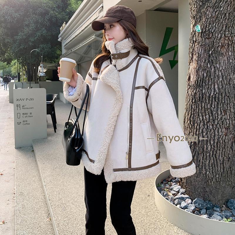 ボアブルゾン もこもこボアでゆったり可愛いフェイクムートンジャケット レディース ジャケット 裏起毛..