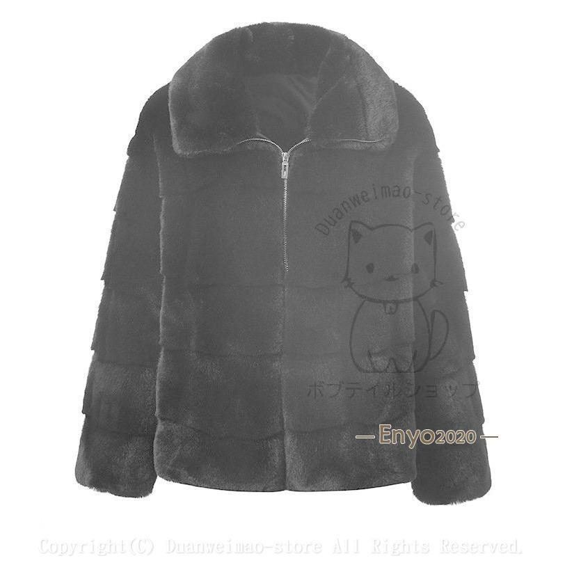 maruk shopのフェイクファーコート 毛皮コート レディース ファーコート ジャケット ブラック 黒色 アウター 白 上着 暖かい 防寒 冬服 新作 カジュアル もこもこ おしゃれ｜アングル3