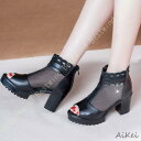 サマーブーツ ハイヒール ブーツサンダル レディース チャンキーヒール オープントゥ サンダル 夏ブーツ ファッションサンダル 美脚 グラディエーター