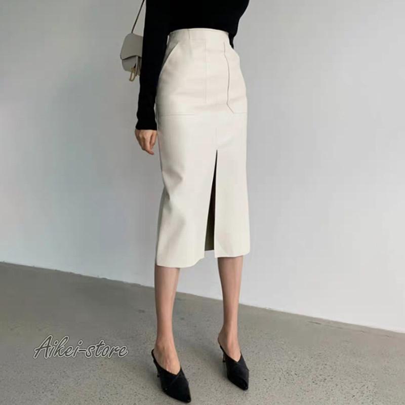 レザースカート レディース ロングスカート 本革 ミディアム丈 スリット 膝丈 ラムレザー 秋冬 ミモレ丈 Aライン 羊革 革スカート 高級感