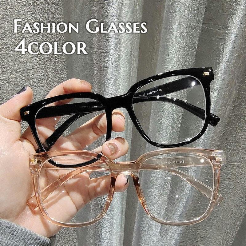 伊達メガネ ファッションメガネ おしゃれメガネ ウェリントン型 スクエア ビッグフレーム 太フレーム 眼鏡 度なし 透明レンズ レディース メンズ 婦(3)