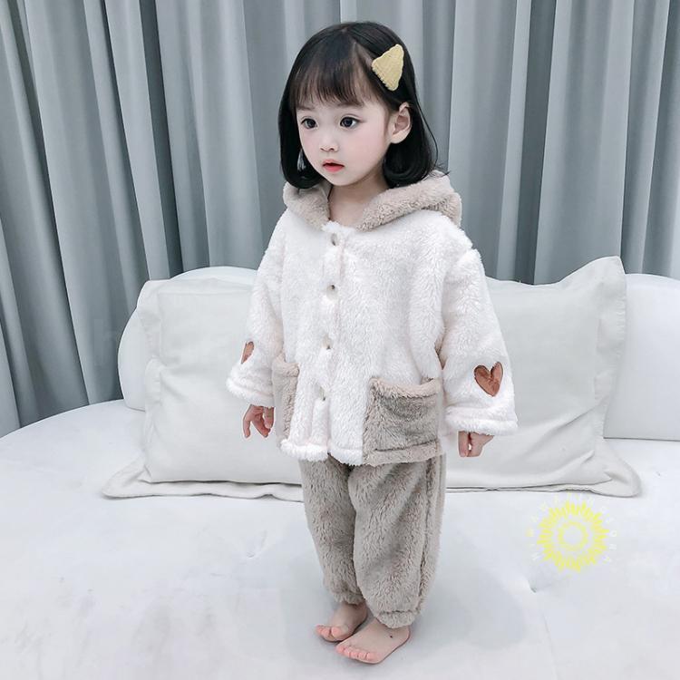 子供パジャマ 冬 モコモコ 女の子 フランネル ルームウェア レース 可愛い パジャ...