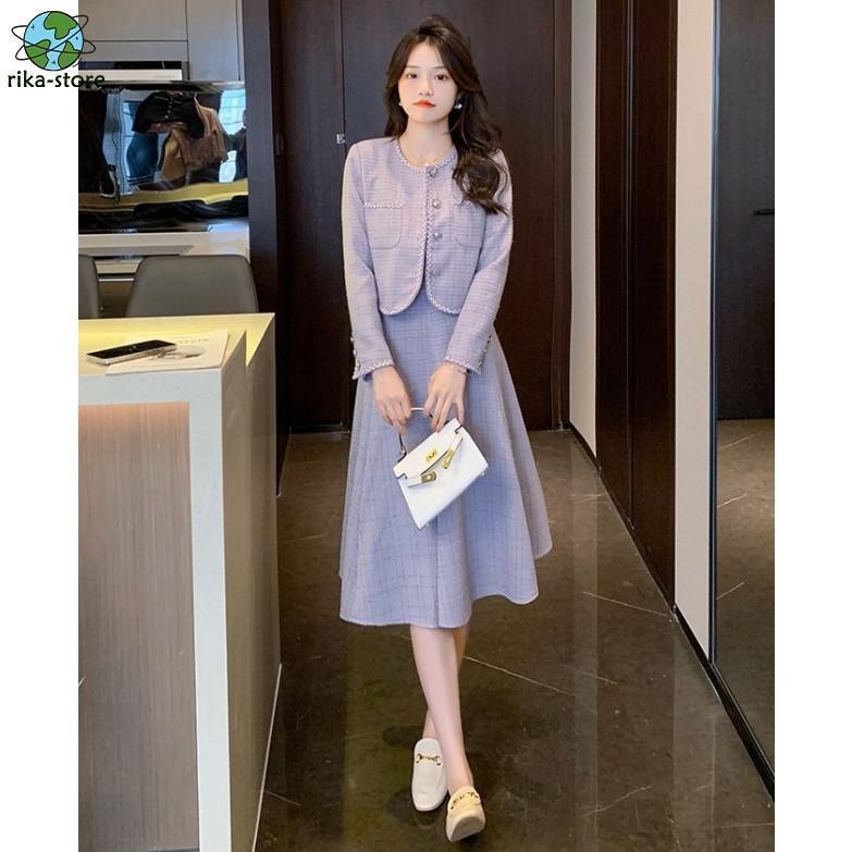 セットアップ スーツ レディース きれいめ ツイエロードスカート ノーカラー ツイエロード 大きいサイズ 秋 冬 韓国 ファッション 卒業式 入学式