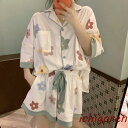 パジャマ ルームウェア レディース 春夏 パジャマ 韓国風 セットアップ 薄い 上下セット部屋着 寝巻き女性 可愛い ランジェリー 冷房対応 快適(4)