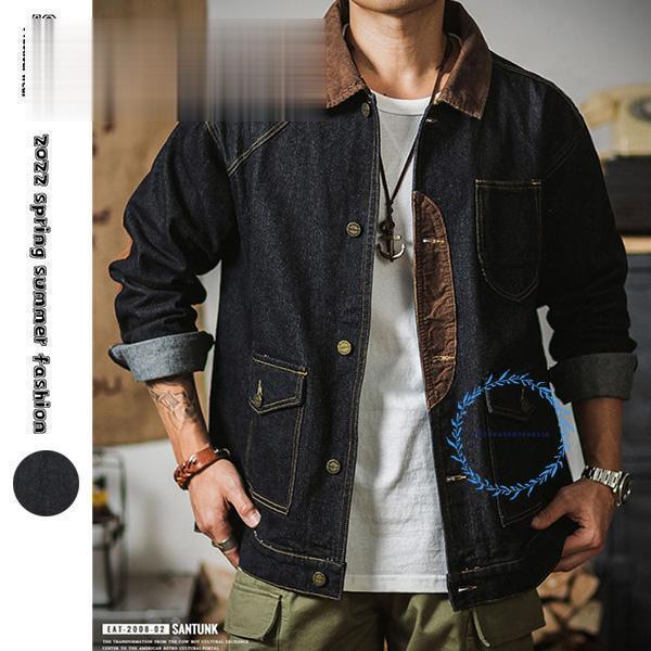 デニムジャケット テーラードジャケット メンズ Gジャン ジージャン アウター ブルゾン ライトアウター カジュアル 秋物 秋服 大きいサイズ お兄系 B風