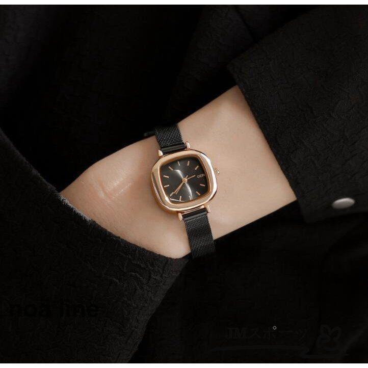 レディース腕時計 シンプル カジュアル スクエアタイプ おしゃれ 女性 デザイン腕時計 ゴールド ブラッ..