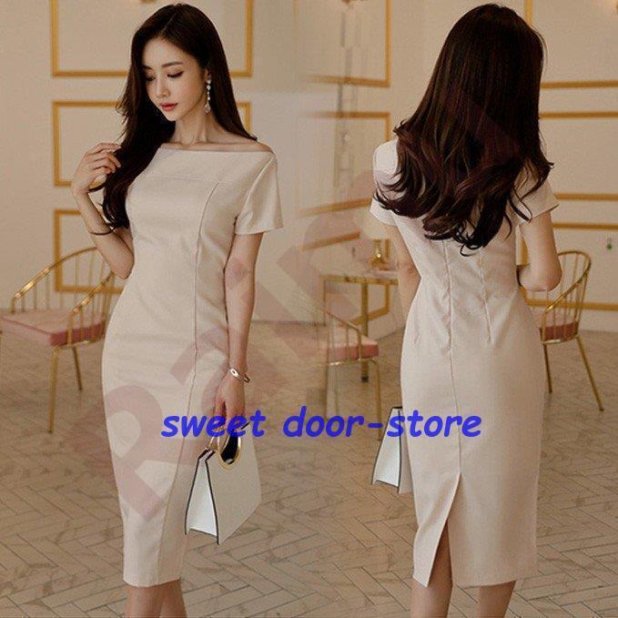 ワンピースドレス レディース 40代 春夏 きれいめ ボールネック 膝丈ワンピース フォーマル 半袖 タイ..