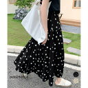 ドット柄ティアードスカートフレアスカート