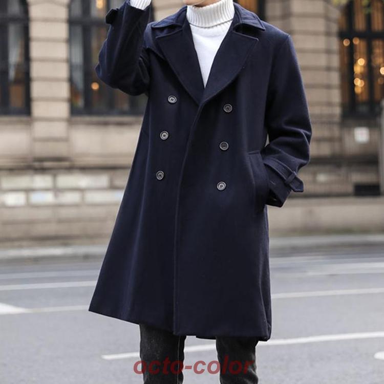 トレンチコート メンズコート 秋冬 ラシャコート ロング丈コート 男性 ジャケット アウター コート 通勤 カジュアル 20代 30代 40代