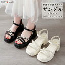 厚底サンダル パール付き サンダル レディース 厚底 ストラップサンダル PU カジュアル 歩きやすい 履きやすい おしゃれ 美脚 大人 可愛い 韓国風 白 黒...