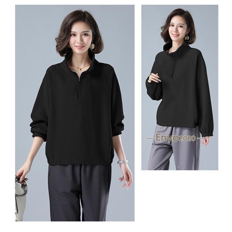 maruk shopのレディース ゆったりとしたシルエットのプルオーバーパーカー トップス 秋服 ハーフジップ仕様 冬服 トップス スタンドカラー 体型カバー 着痩せ カジュアル｜アングル3