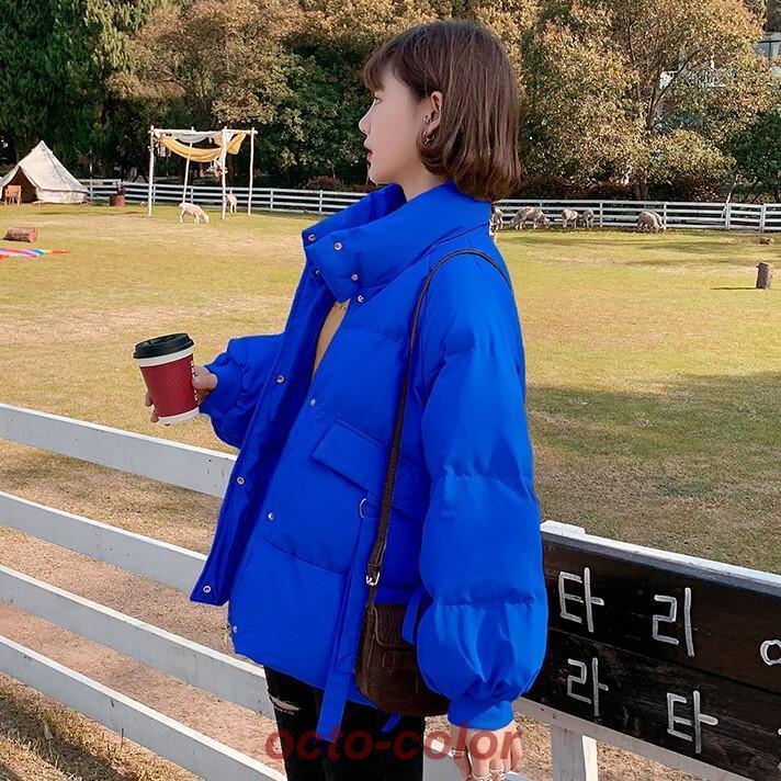 ダウン ジャケット コート アウター ブルゾン シャンパー ダウンコート ショート ショート丈 長袖 パフスリーブ スタンドカラー ワイド もこもこ モコモコ