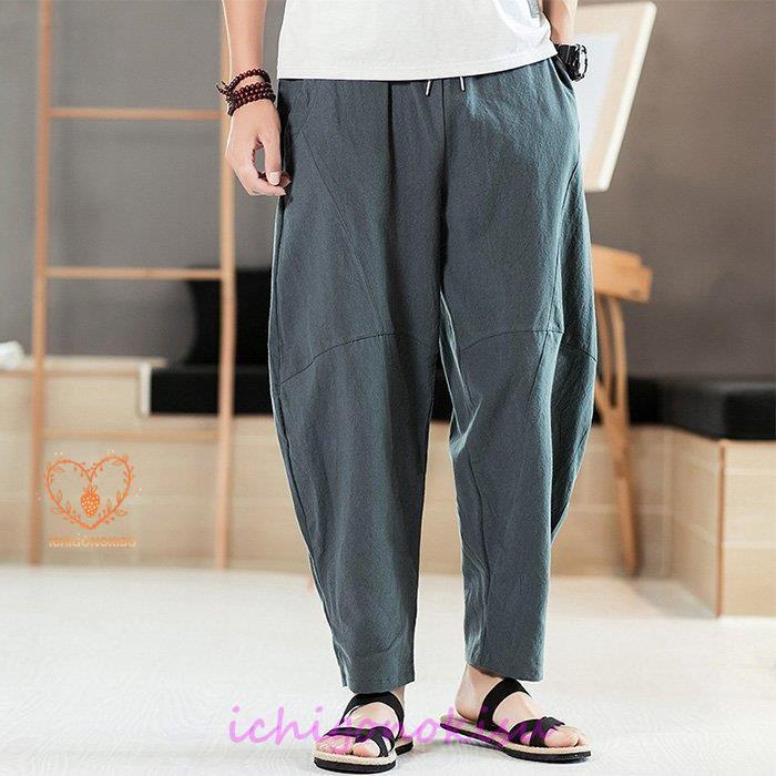 テーパードパンツ ネンパンツ 麻ズボン メンズ カジュアル ロングパンツ イージーパンツ ルームウェア 夏 父の日