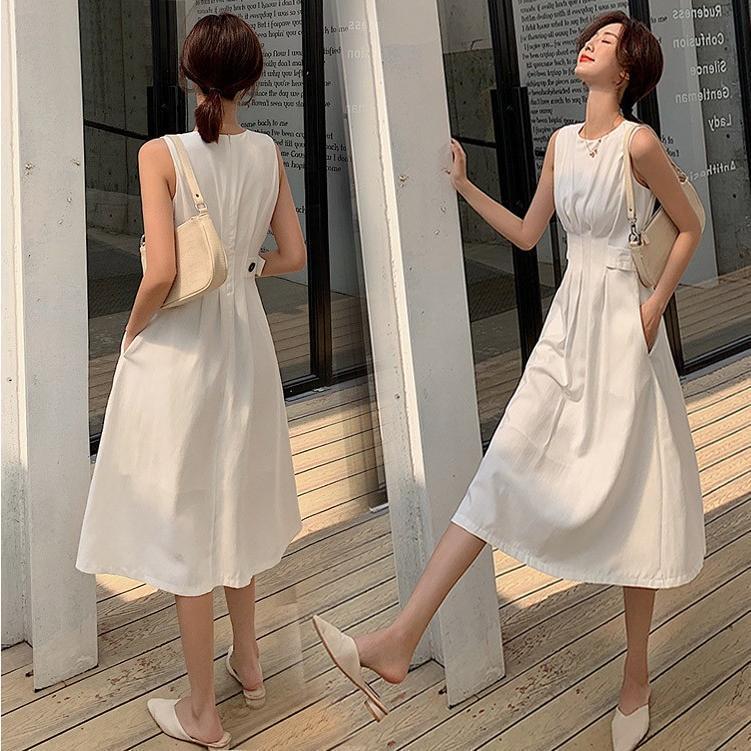 ワンピース レディース マキシワンピース ノースリーブ 40代ワンピース 韓国風 ロング丈ワンピース 白スカートAライン 大人 オシャレ 春夏新作 20代 30代