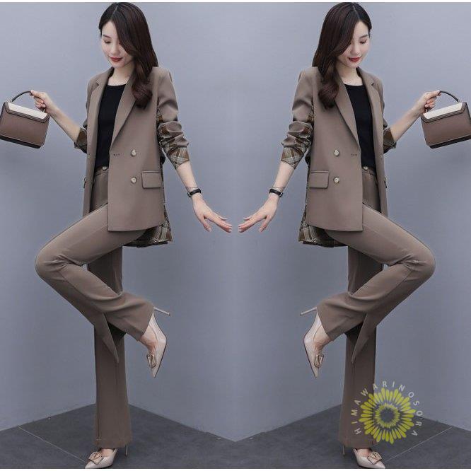 パンツスーツ セットアップ レディース 上下セット スーツジャケット 2点セット チェック柄 オフィス ビジネス 通勤 OL お呼ばれ 入園式 入学式